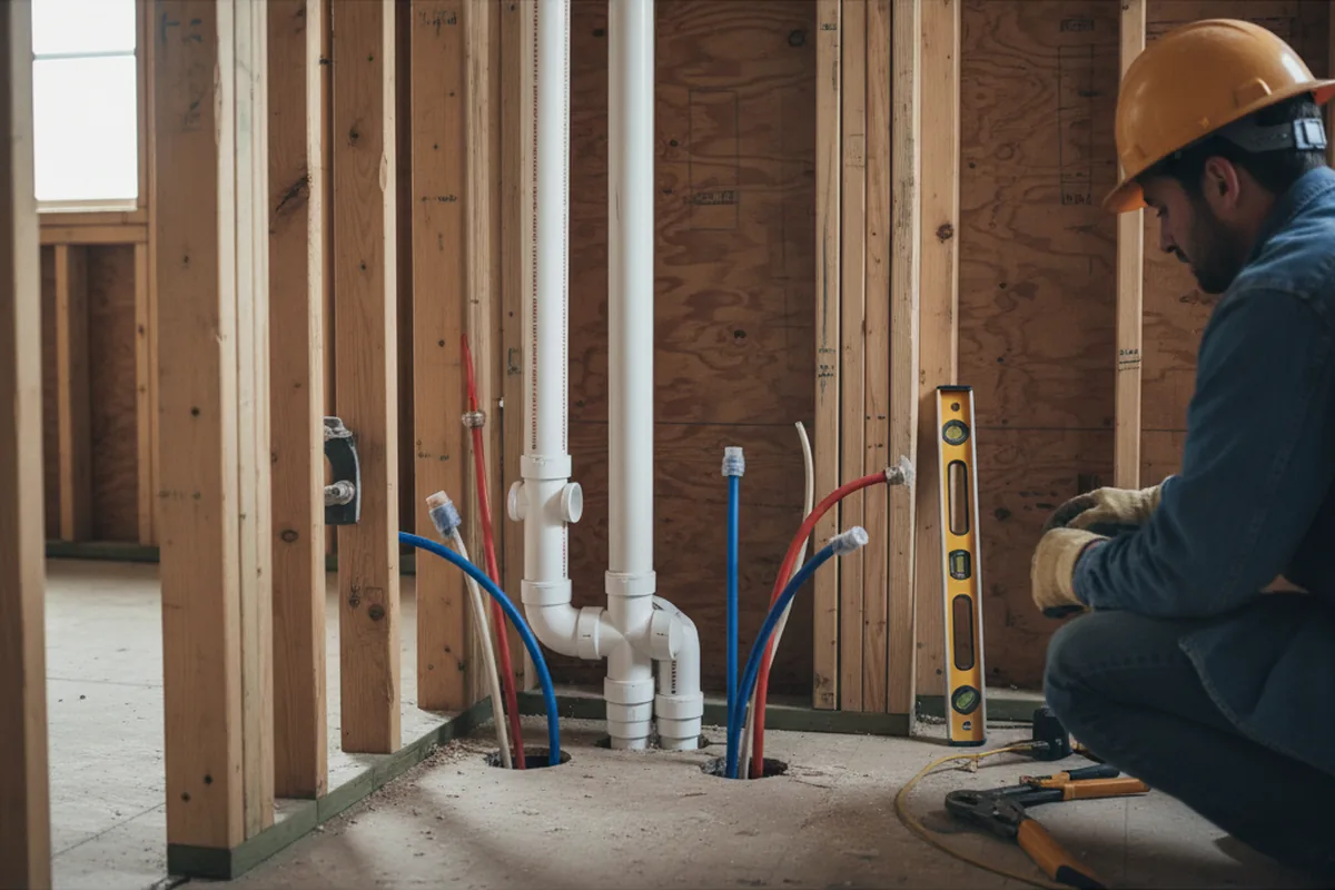 Drain and supply rough-in during Garbage Disposal Repair in Newcastle